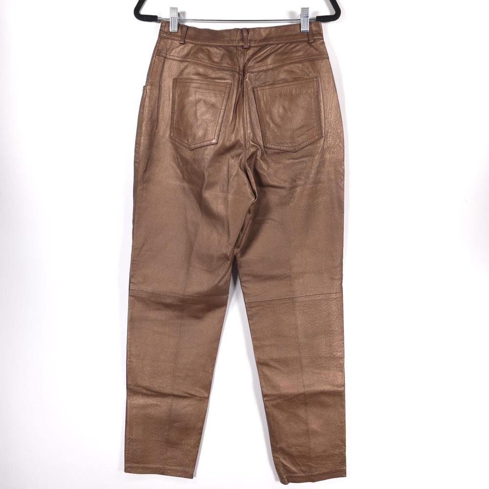 FORENZA 100% LEATHER Soft High Waist Bronze Lined Pants VTG‎ 1-9336-7 Size 8 - Picture 2 of 10